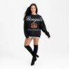 Cincinnati Bengals Gameday Couture Women's Legacy Club Premium Fleece Drop Shoulder Oversized Sweatshirt - Black - Detail View