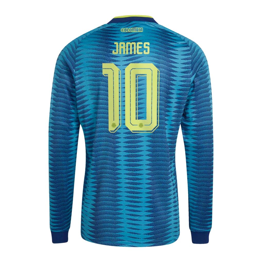 James Rodríguez Colombia National Team adidas 2026 Away Replica Long Sleeve Jersey - Turquoise