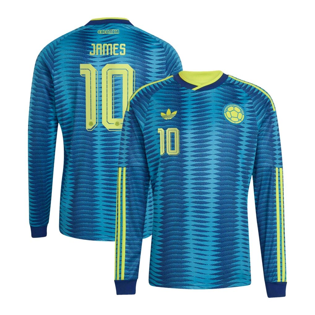 James Rodríguez Colombia National Team adidas 2026 Away Replica Long Sleeve Jersey - Turquoise