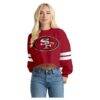 San Francisco 49ers Spirit Jersey Oversized Cropped Stripe Long Sleeve T-Shirt - - Front View