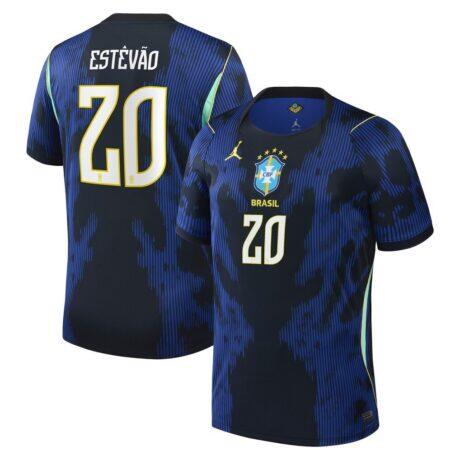 Estêvão Brazil National Team Jordan Brand 2026 Away Stadium Replica Jersey - Blue - Front View