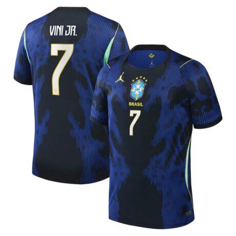 Vinicius Junior Brazil National Team Jordan Brand 2026 Away Stadium Replica Jersey - Blue - Front View