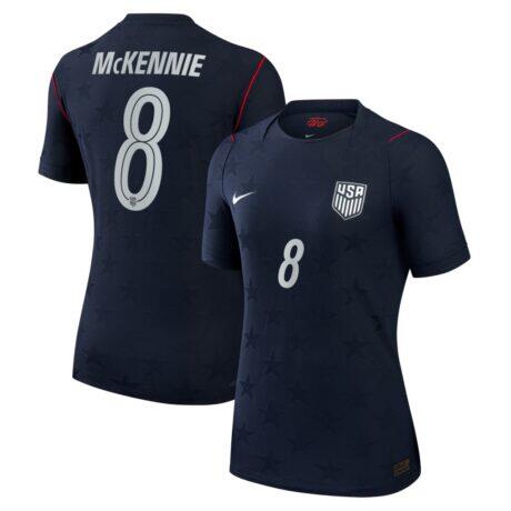 Weston McKennie USMNT Nike Women's 2026 Away Match Authentic Jersey - Blue - Front View