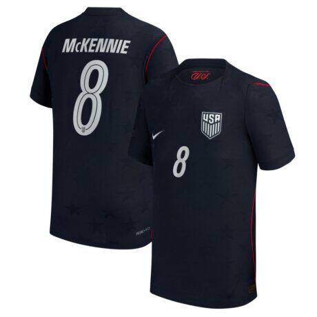 Weston McKennie USMNT Nike Youth 2026 Away Match Authentic Jersey - Blue - Front View