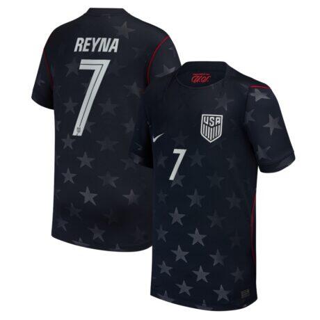 Giovanni Reyna USMNT Nike Youth 2026 Away Stadium Replica Jersey - Blue - Front View