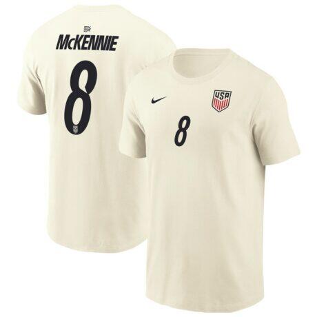 Weston McKennie USMNT Nike Home Name & Number T-Shirt - Cream - Front View