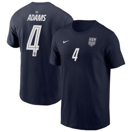 Tyler Adams USMNT Nike Away Name & Number T-Shirt - Navy - Front View