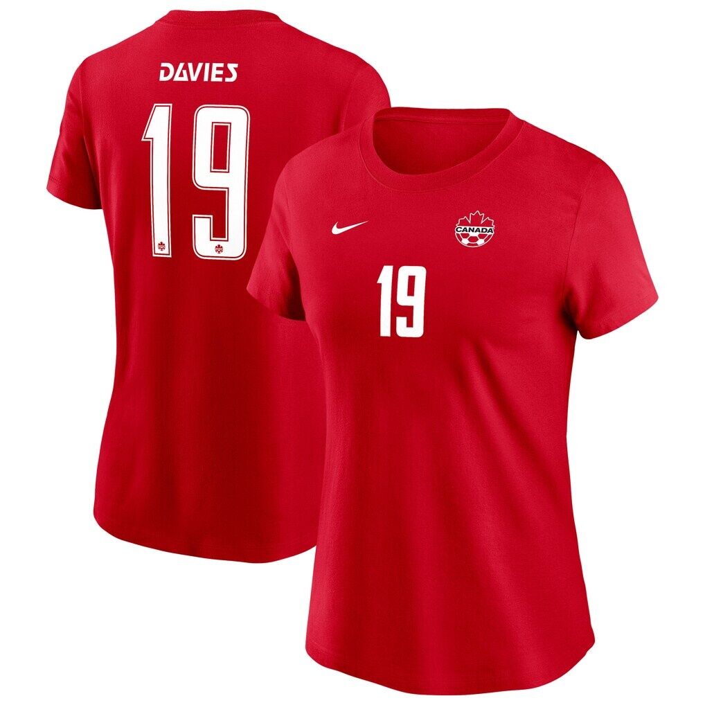 Alphonso Davies Canada Soccer Nike Women's Home Name & Number T-Shirt