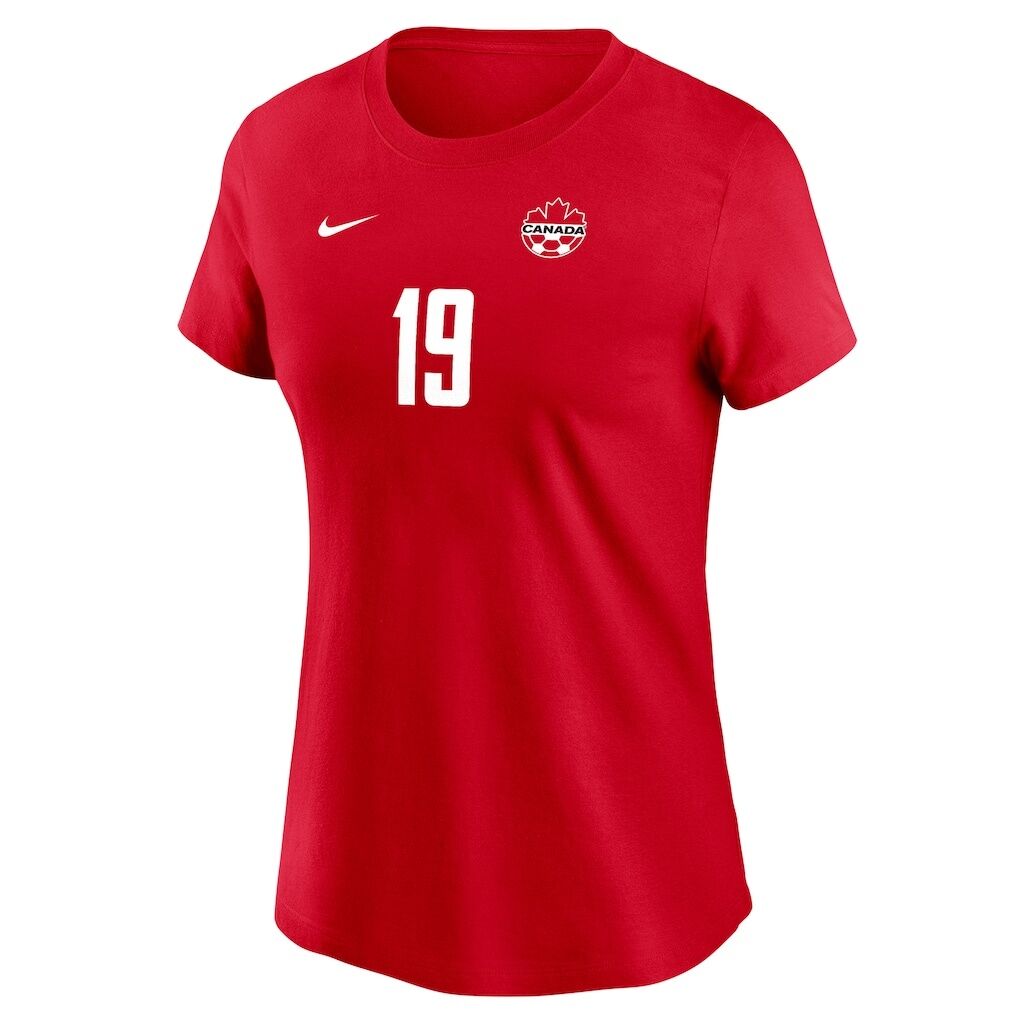 Alphonso Davies Canada Soccer Nike Women's Home Name & Number T-Shirt