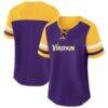 Minnesota Vikings Fashion7 Women's Plus Size Throwback Curl Route Lace-Up T-Shirt - - Front View