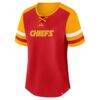 Kansas City Chiefs Fashion7 Women's Plus Size Throwback Curl Route Lace-Up T-Shirt - - Side View