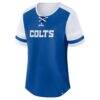 Indianapolis Colts Fashion7 Women's Plus Size Throwback Curl Route Lace-Up T-Shirt - - Side View