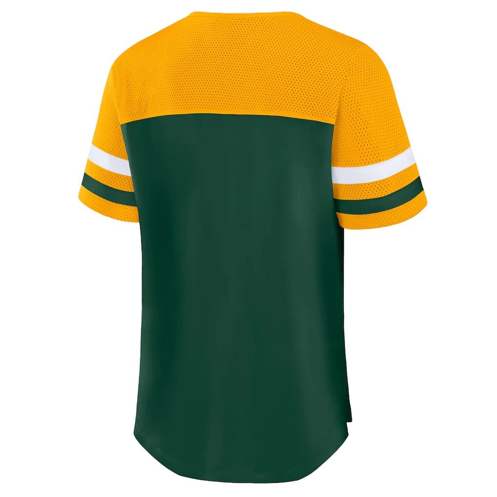 Green Bay Packers Fashion7 Women's Plus Size Throwback Curl Route Lace-Up T-Shirt - Green/Gold