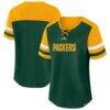 Green Bay Packers Fashion7 Women's Plus Size Throwback Curl Route Lace-Up T-Shirt - - Front View