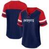 New England Patriots Fashion7 Women's Plus Size Throwback Curl Route Lace-Up T-Shirt - - Front View