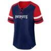 New England Patriots Fashion7 Women's Plus Size Throwback Curl Route Lace-Up T-Shirt - - Side View