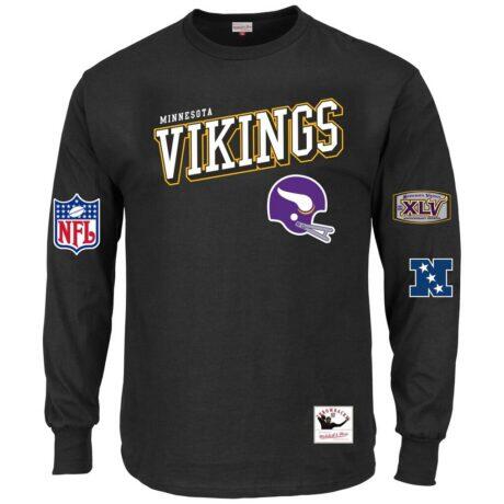 Minnesota Vikings Mitchell & Ness Big & Tall Training Camp Long Sleeve T-Shirt - Black - Front View