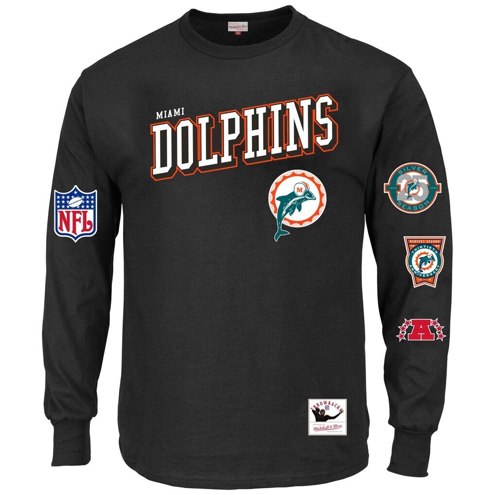 Miami Dolphins Mitchell & Ness Big & Tall Training Camp Long Sleeve T-Shirt