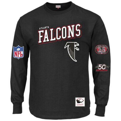 Atlanta Falcons Mitchell & Ness Big & Tall Training Camp Long Sleeve T-Shirt - Black - Front View