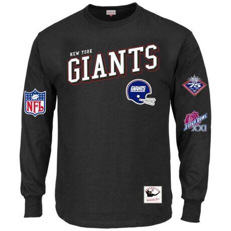 New York Giants Mitchell & Ness Big & Tall Training Camp Long Sleeve T-Shirt - Black - Front View