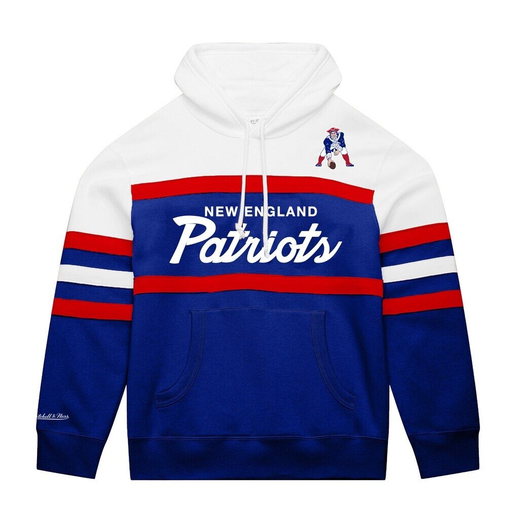 New England Patriots Mitchell & Ness Big & Tall Head Coach Hoodie - White/Royal
