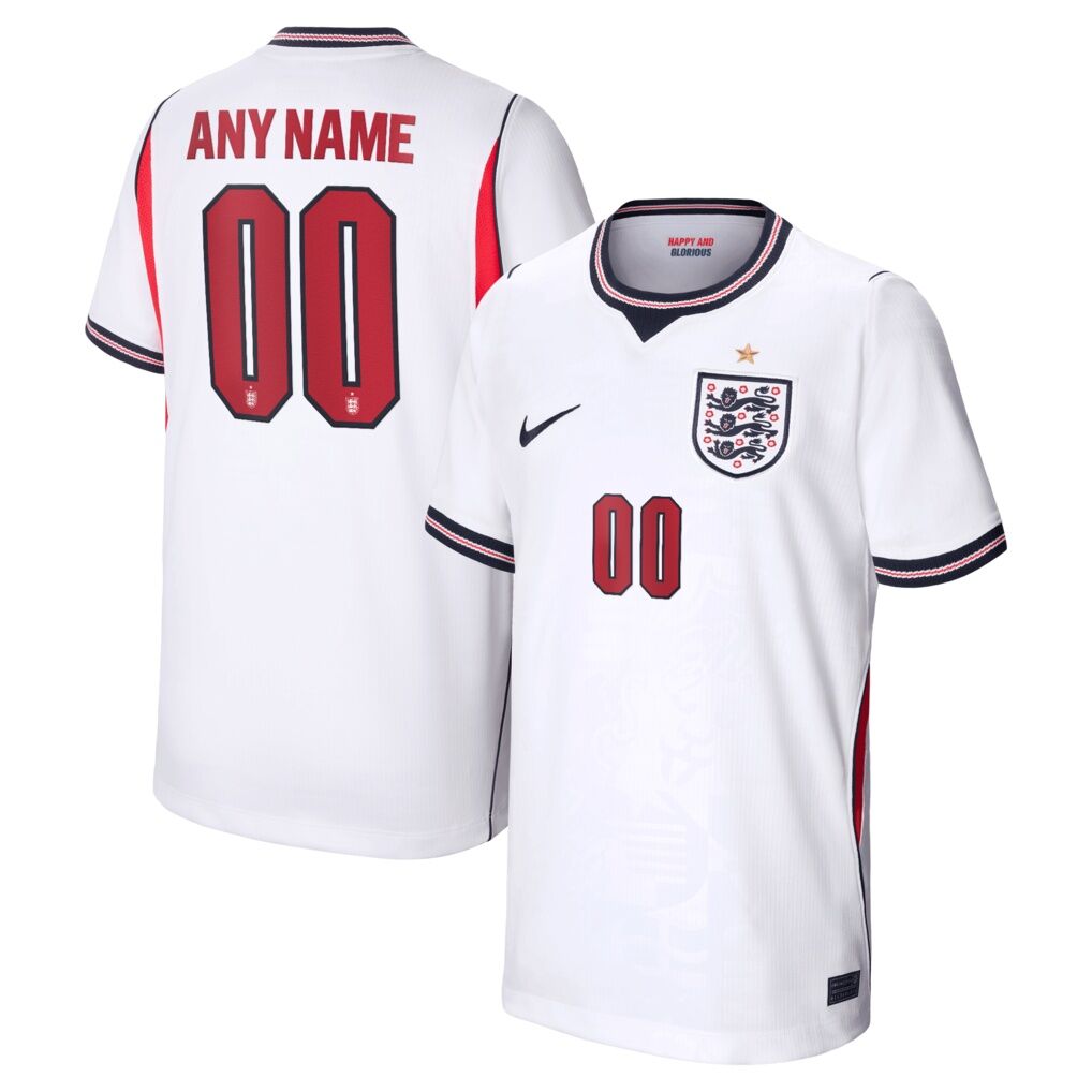 England National Team Nike Youth 2026 Home Stadium Replica Custom Jersey