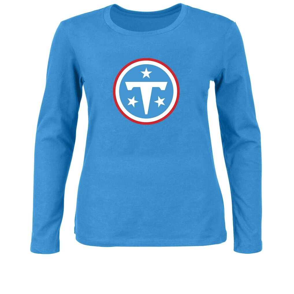 Tennessee Titans Fashion7 Women's Plus Size Primary Logo Long Sleeve T-Shirt - Light Blue