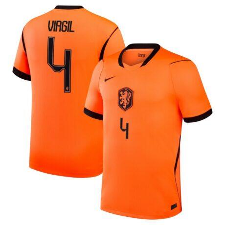 Virgil van Dijk Netherlands National Team Nike 2026 Home Stadium Replica Jersey - Orange - Front View