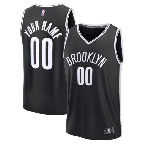 Brooklyn Nets Fashion7 Fast Break Custom Jersey - Black - Front View