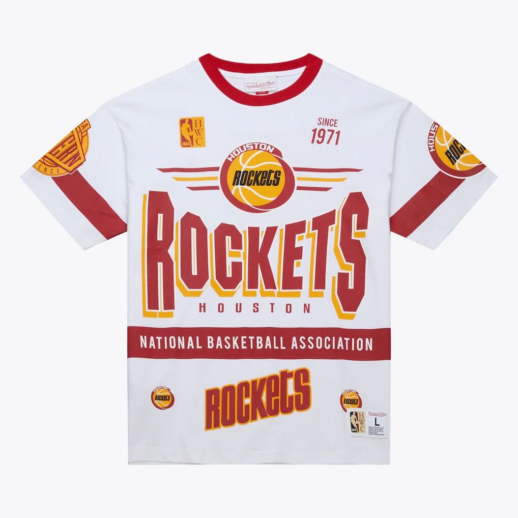 Houston Rockets Mitchell & Ness Hardwood Classics Team Origins Vintage Logo T-Shirt