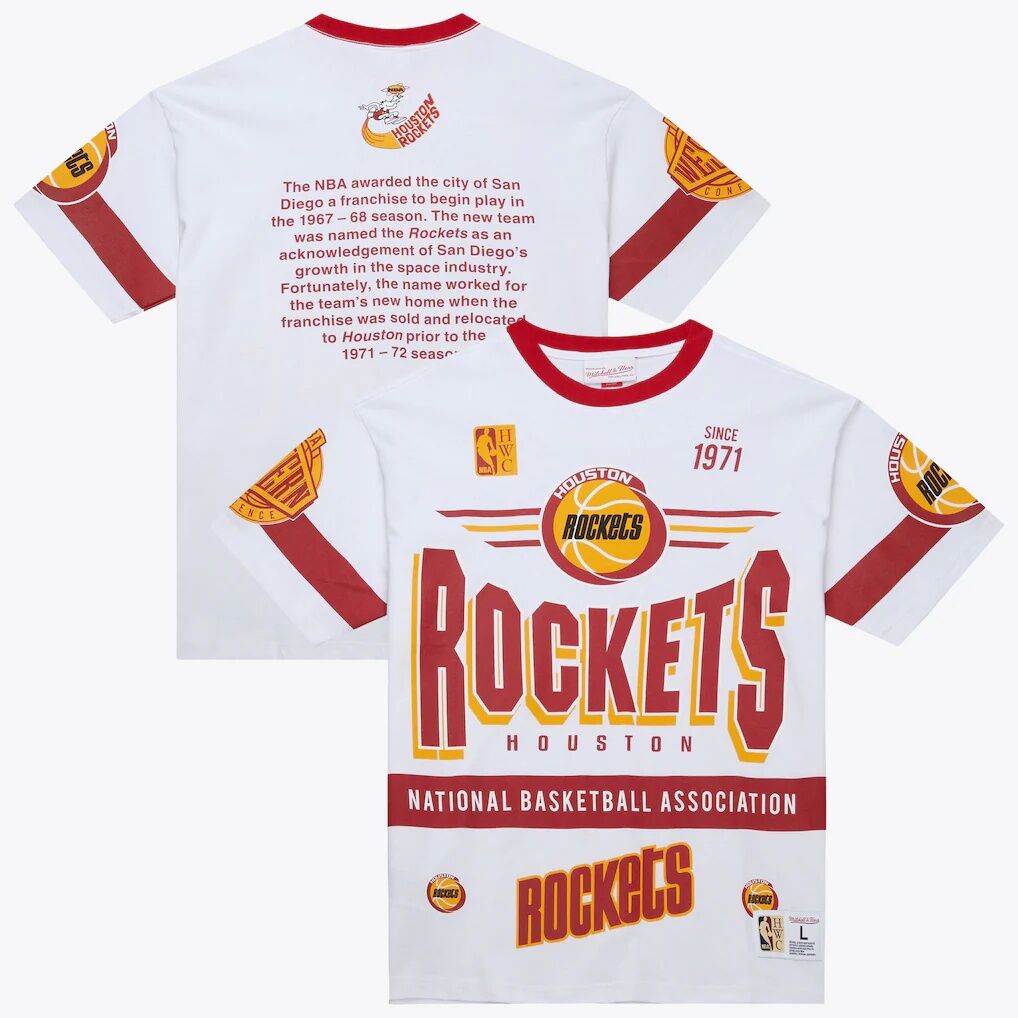 Houston Rockets Mitchell & Ness Hardwood Classics Team Origins Vintage Logo T-Shirt