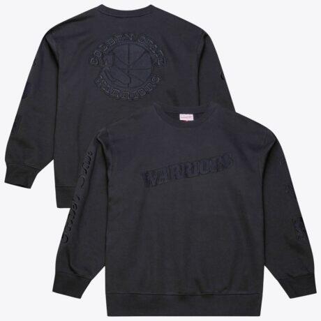 Golden State Warriors Mitchell & Ness Phantom Fleece Sweatshirt - Black - Front View