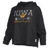 Iowa Hawkeyes Pressbox Women's Castillo Slub Waist Length Long Sleeve Hooded T-Shirt - Black - Side View
