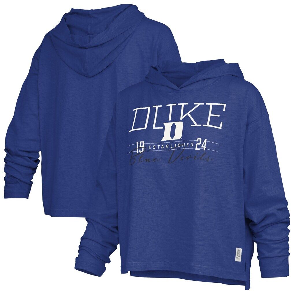 Duke Blue Devils Pressbox Women's Castillo Slub Waist Length Long Sleeve Hooded T-Shirt - Royal