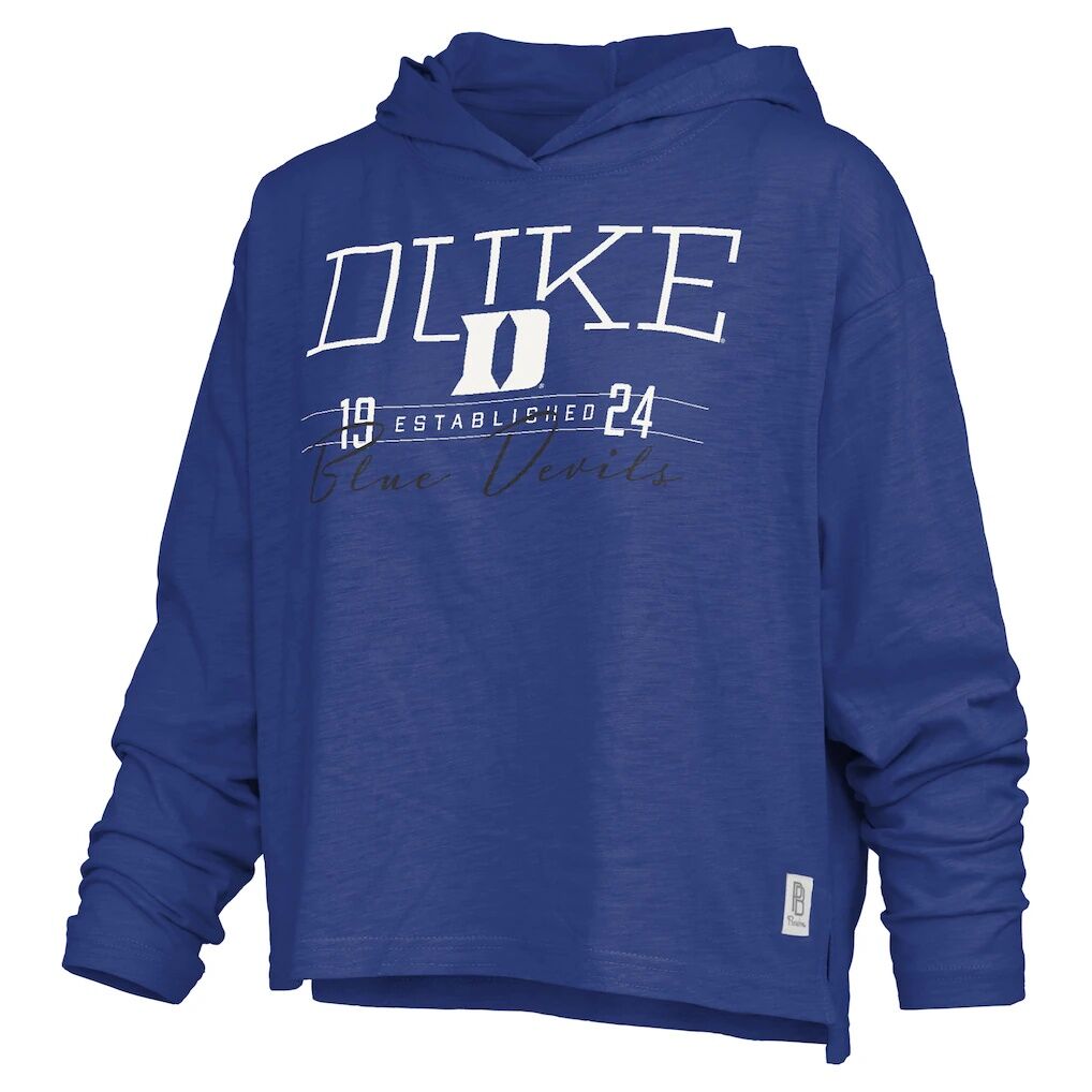 Duke Blue Devils Pressbox Women's Castillo Slub Waist Length Long Sleeve Hooded T-Shirt - Royal