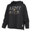 Army Black Knights Pressbox Women's Castillo Slub Waist Length Long Sleeve Hooded T-Shirt - Black - Side View