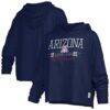 Arizona Wildcats Pressbox Women's Castillo Slub Waist Length Long Sleeve Hooded T-Shirt - Navy - Front View