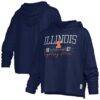 Illinois Fighting Illini Pressbox Women's Castillo Slub Waist Length Long Sleeve Hooded T-Shirt - Navy - Front View