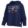 Illinois Fighting Illini Pressbox Women's Castillo Slub Waist Length Long Sleeve Hooded T-Shirt - Navy - Side View