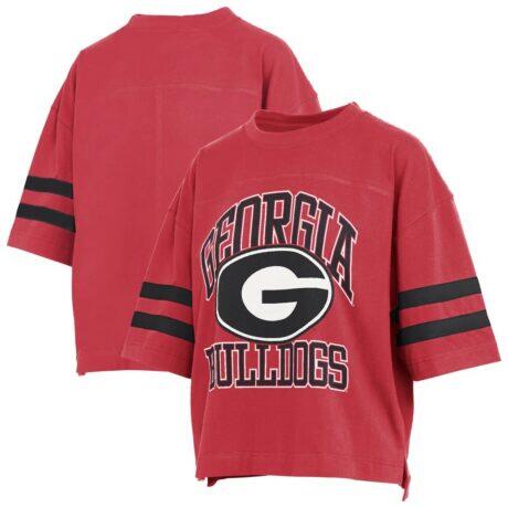 Georgia Bulldogs Pressbox Women's Wayne Tyler Cropped T-Shirt - Red - Front View