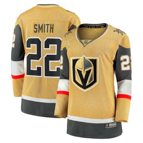 Cole Smith Vegas Golden Knights Fashion7 Women's Home Breakaway Jersey - Gold - Front View