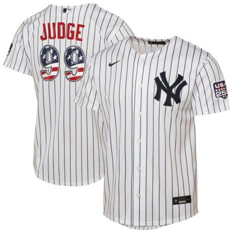 Aaron Judge New York Yankees Nike Youth USA 250 Fourth of July Home Replica Jersey - White - Front View
