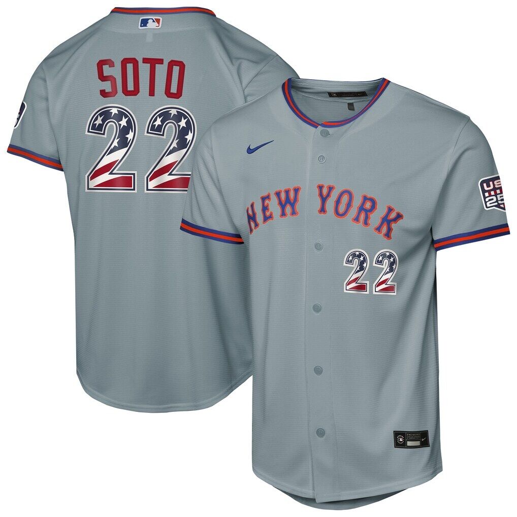 Juan Soto New York Mets Nike Youth USA 250 Fourth of July Road Replica Jersey
