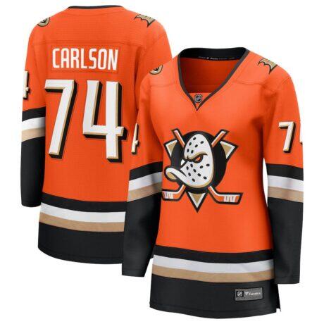 John Carlson Anaheim Ducks Fashion7 Women's Home Breakaway Jersey - Orange - Front View