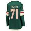 Nick Foligno Minnesota Wild Fashion7 Women's Home Breakaway Jersey - Green - Detail View