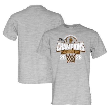 Lehigh Mountain Hawks Blue 84 Unisex 2026 Patriot League Men's Basketball Tournament Champions T-Shirt - - Front View