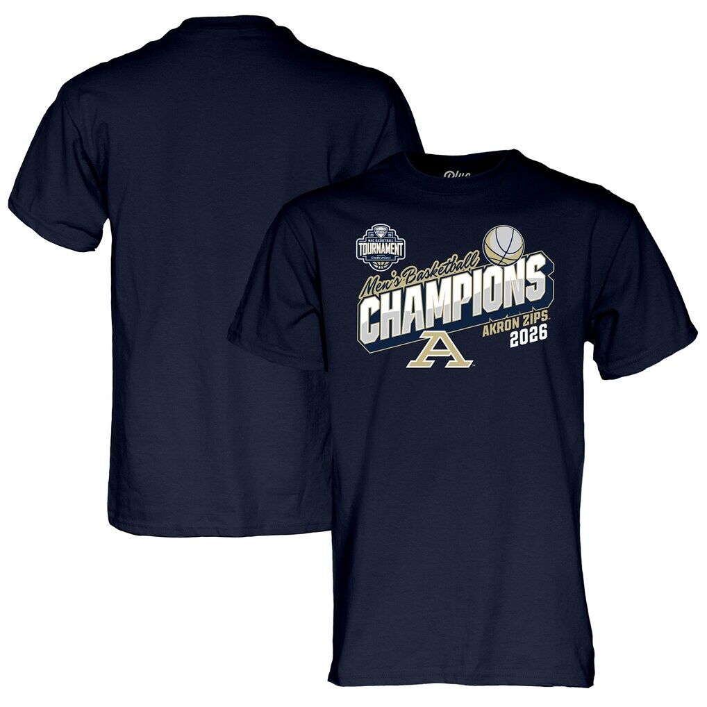 Akron Zips Blue 84 Unisex 2026 MAC Men's Basketball Tournament Champions T-Shirt