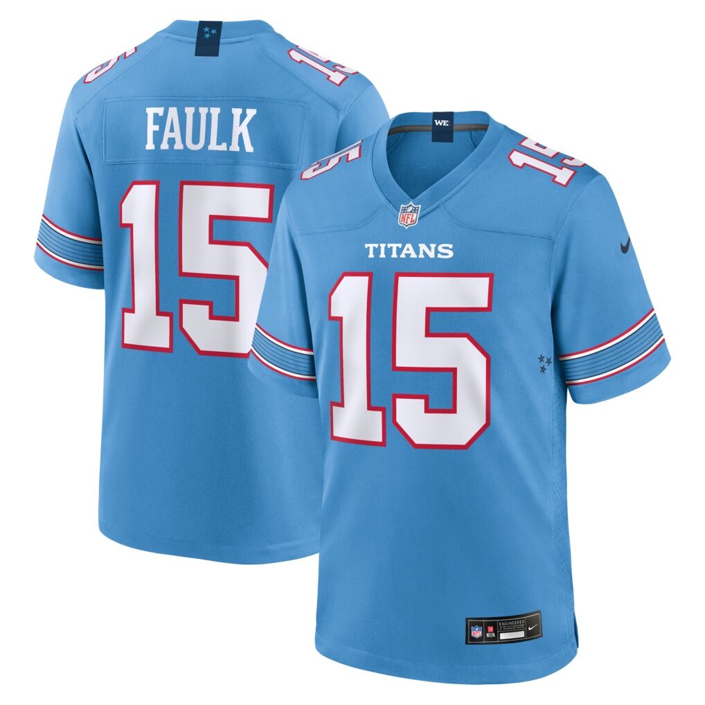 Keldric Faulk Tennessee Titans Nike 2026 NFL Draft First Round Pick No.31 Game Jersey - Light Blue
