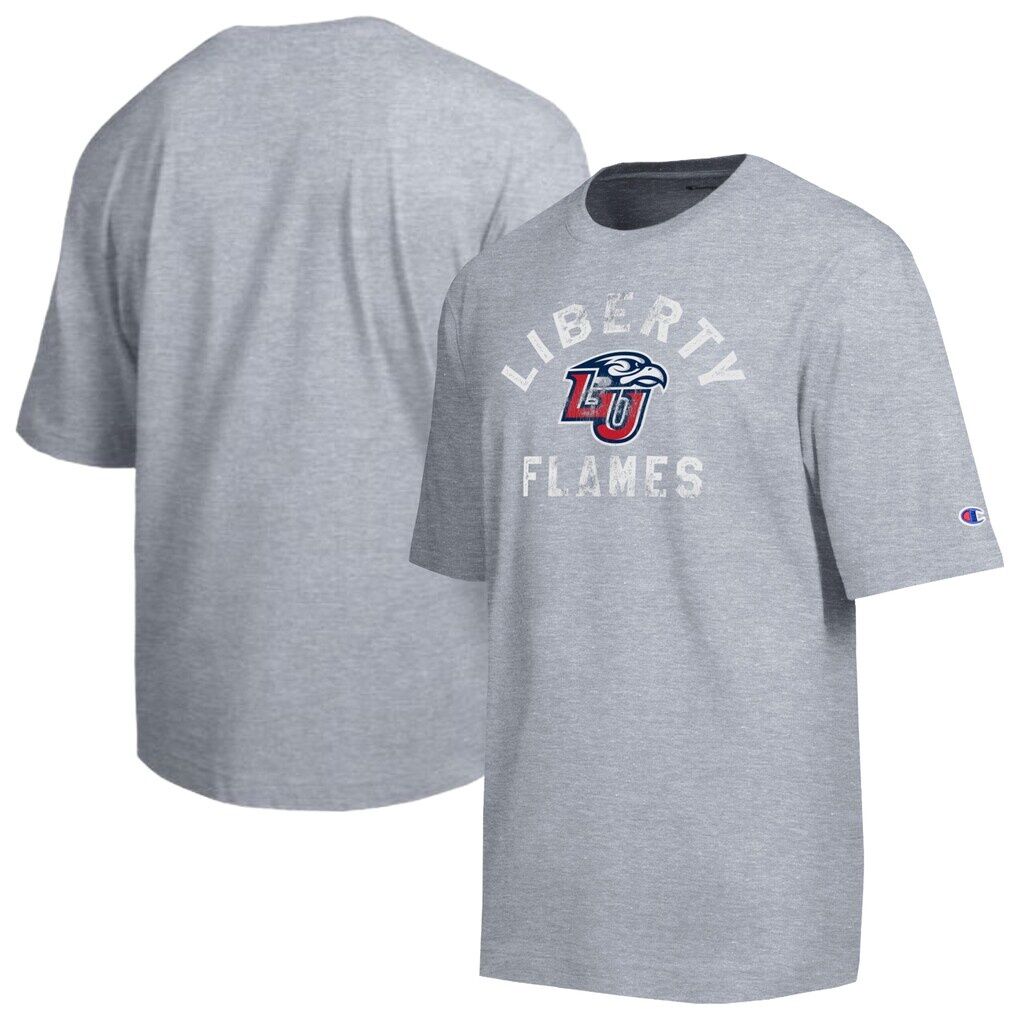 Liberty Flames Champion Weathered Team T-Shirt - Heather Gray