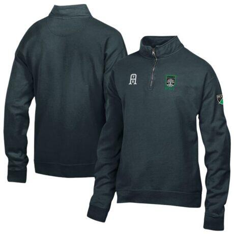 Austin FC Logo ComfortWash Fleece Quarter-Zip Jacket - Black - Front View